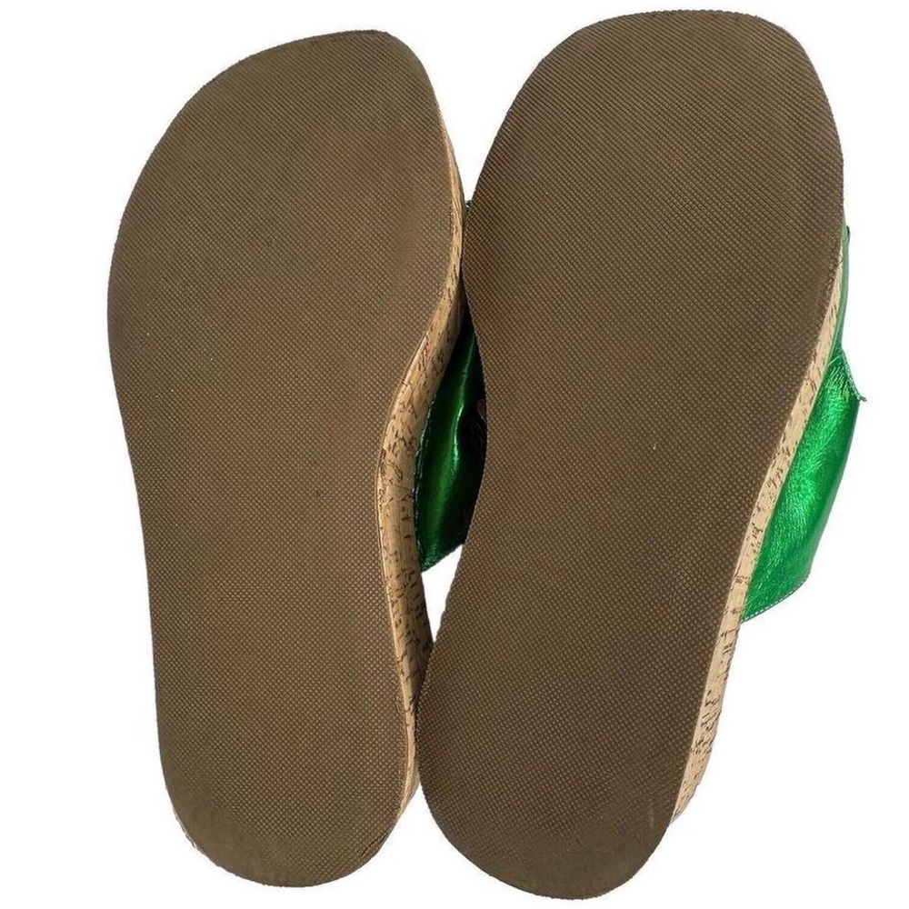 Green Platform Sandals with Studded Accents - Picture 5 of 8
